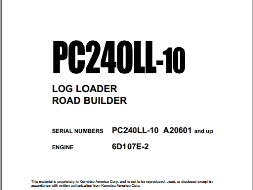 Komatsu PC240LL-11Shop Manual